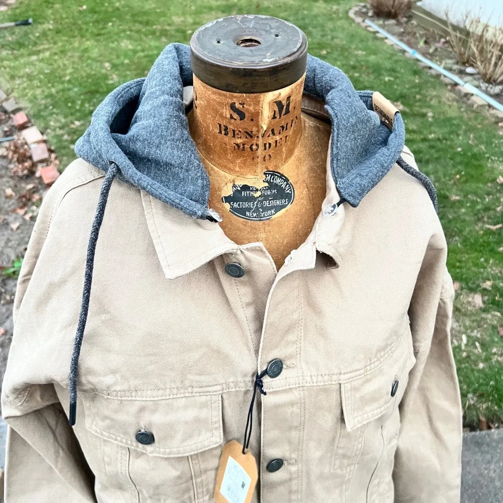 Urban Heritage Men XXL Duck Canvas Barn Jacket‎ NWT Removable Hood Tan Work Coat
